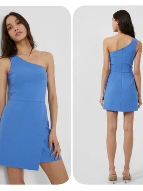 French Connection Electric Blue One-Shoulder Mini Dress